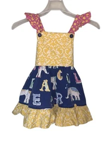 Eleanor Rose Girls Dress Size 6-7 Meredith 105 Ruffles Elephant Circus - Picture 1 of 5