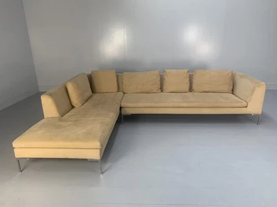 B&B Italia "Charles" Sofa - L-Shape 5-Seat - In Sand Alcantara - Image 1 of 4