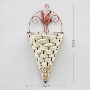 2 pieces Wall Hanging Pocket Basket, Woven Wicker Basket, Wall Basket - White - Picture 1 of 3