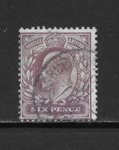 GREAT BRITAIN SCOTT 135 USED FINE - 1902 6p PALE DULL VIO ISSUE (M) - EDWARD VII - Picture 1 of 2