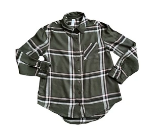 JUSTICE Girls Youth Size 10 Plaid Long Sleeve Button Front Collared Shirt - Picture 1 of 5