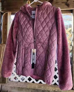 DKNY Sport Kids Girl's Faux Fur Jacket Hooded, Size 14/16 *NEW* With Tags - Picture 1 of 8