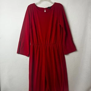 BOSTON PROPER jumpsuit women L Red split sleeve wide leg elastic waist one piece - Picture 1 of 9