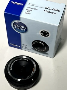OLYMPUS BCL-0980 BLK 9mm F8.0 Fisheye Fisheye Body Cap Lens Black - Picture 1 of 4