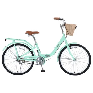 24in Folding Lady Bike Single Speed Steel Frame for Easy to Carry and Commuting - Picture 1 of 6