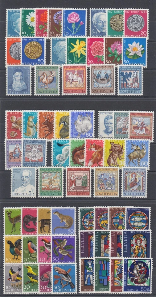Switzerland Sc B329/B393 MNH. 1963-70 issues, 14 complete sets, fresh, VF - Image 1 of 1