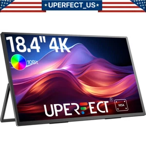 UPERFECT 4K Portable Monitor, 18.4" 10 Bit w/VESA & 180° Adjustable Stand UHD AA - Picture 1 of 24