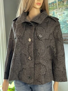 Burberry London Damen Trenchcoat 6 kleiner grauer Wolldruck Umhang Pocho Kragen - Bild 1 von 12