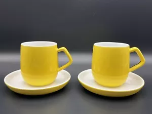Yellow Salt and Pepper Studio S&P Espresso Coffee Cups with Saucers - Set Of 2 - Picture 1 of 10