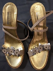 LUMIANI STRAPPY LEATHER CORK WEDGE PLATFORM SIZE 40 - Picture 1 of 11