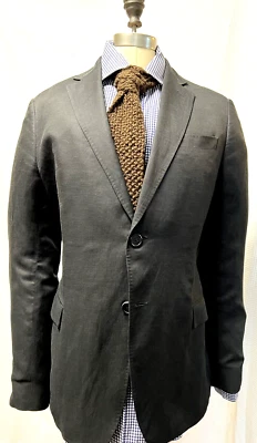 ARMANI COLLEZIONI Men Sport Coat Jacket Blazer Black Linen 40R 2 VENT 1/2 lined* - Image 1 of 4