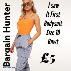 I Saw It First Orange Ribbed Strappy Bodysuit size 10 Bnwt - Picture 1 of 6