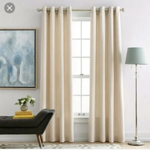 JCPenney Home Collection 50" X 84" Tan Cream basket weave style curtain blackout - Picture 1 of 7