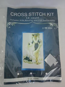 Fancy Lady with 3 White Dogs Cross Stitch Kit 14 Ct 32x44 - Picture 1 of 3