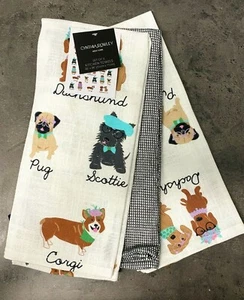 Cynthia Rowley 3er Set Küchentücher süßer Dackel Scottie Mops Corgi Hund - Bild 1 von 6