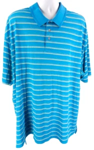 The Foundry Mens Big & Tall Blue Striped Short Sleeve Polo T-Shirt Size 4XLT - Picture 1 of 5