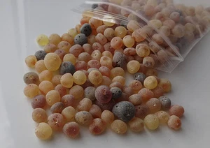 Roher natürlicher baltischer Bernstein rund lose mit Löchern Perlen 100 Stück 20gr - Bild 1 von 5