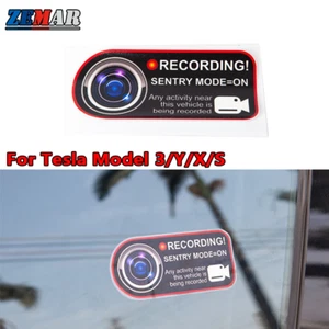 Car Window Glass Sticker Camera Alert Decals For Tesla Model 3 X S Y Accessories - Imagen 1 de 7