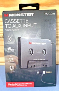 MONSTER Cassette to 3.5mm Aux Input Audio Adapter Hands Free Calling Home Car - Picture 1 of 6
