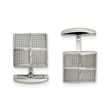 Stainless Steel Polished Textured Square Cufflinks