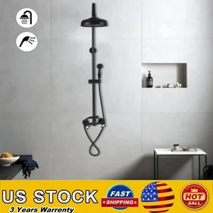 Exposed Shower Faucet Set System Rainfall Shower Head Combo Mixer Wall-Mounted - Picture 1 of 13