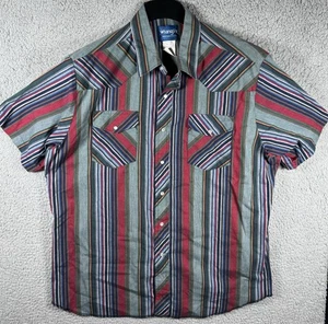 Wrangler Hemd Herren Extra Large XL gestreift Western Pearl Druckknopftaschen - Bild 1 von 6
