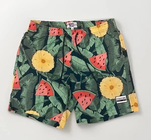 Beach Bros Herren Badehose Orange Papageien Muster Größe M Kordelzug - Bild 1 von 8
