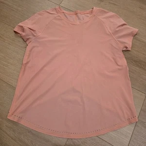 Top camicia girocollo manica corta Lululemon Athletica donna taglia M rosa yoga palestra - Foto 1 di 7