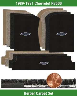 Conjunto de tapete berbere personalizado para Chevrolet R3500 89-91 com logotipo (3 peças) #9BD - Imagem 1 de 4