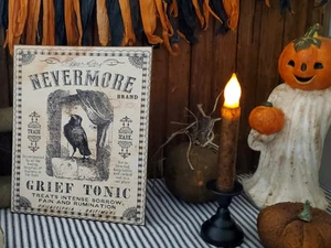 GOTHIC PRIMITIV VINTAGE STIL HALLOWEEN NEVERMORE RABE POE TRAUER TONIKUM SCHILD - Bild 1 von 12