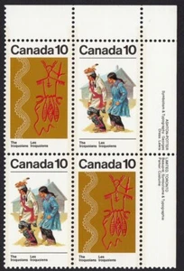 IROQUOIAN INDIANS, ABORIGINAL CANADA 1976 #580-581 MNH UR Block of 4 - Picture 1 of 1