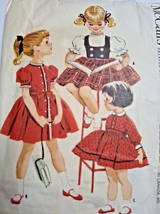Dress Weskit Fir Flare Girls 4 4T McCalls 5084 Sewing Pattern Cut VTG Full Skirt - Picture 1 of 8