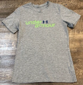 Under Armour Shirt Womens Small Gray Green Logo Casual Athletic Ladies - Picture 1 of 8