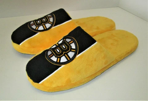 Boston Bruins NHL Hockey Yellow Slippers Size Large Cover