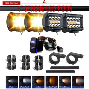 4Pcs 4inch LED Light Bar Strobe Lights LED Pods Driving for ATV UTV Trucks - Bild 1 von 9
