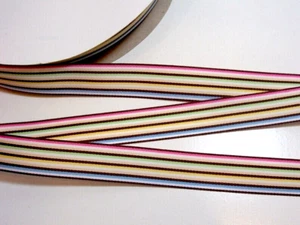 Brown Rainbow Stripe Ribbon Grosgrain 7/8" wide x 7 yards Schiff Polyester B8 - Picture 1 of 4