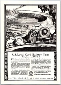PRINT AD 1924 US Royal Cord Balloon Tires Edward A Wilson Art Football Stadium - Foto 1 di 3