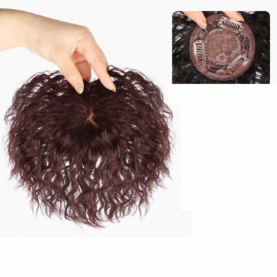 9*9 Short Curly  Clip In Human Hair Toppers -Loss Thin Hair Top Replacement - Image 1 of 4