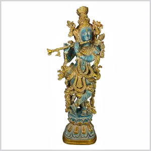 Krishna Messing blaugold 76cm 17kg - Edel und schön - Ganesha Shiva Hanuman - Picture 1 of 4