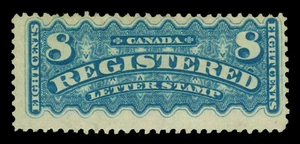 CANADA 1876  REGISTRATION STAMPS  8c dull blue  Scott # F3  UNUSED - Picture 1 of 2