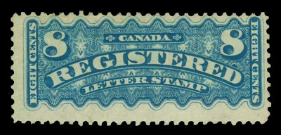 CANADA 1876  REGISTRATION STAMPS  8c dull blue  Scott # F3  UNUSED - Image 1 of 2