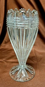 Jarrón antiguo EAPG con cremallera cruz de 6 3/8"" Bryce Higbee & Co., 1900 patrón de París excelente - Imagen 1 de 6