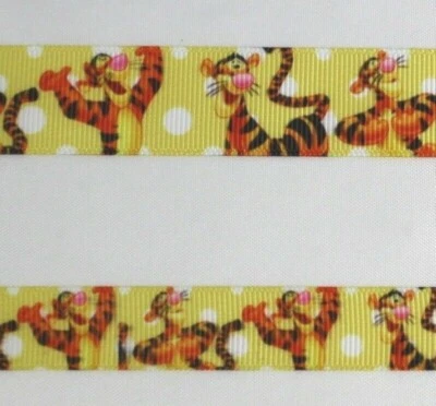 Tigger Winnie Pooh Inspired Grosgrain ribbon Yellow Tiger 5/8" 7/8" Tiger - Image 1 of 4