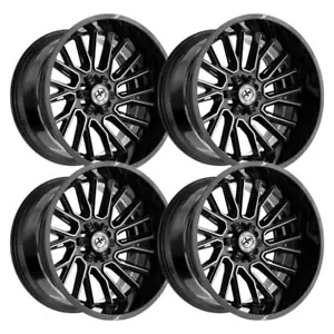 (Set-4) XF Off-Road XF-230 18x9 5x127/5x139.7 0mm Black Machined wheels 18 Inch - Picture 1 of 2