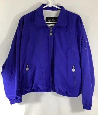 Kaelin Women’s Blue Vintage Large Petite Windbreaker / Track Jacket Coat Lined - Image 1 of 4