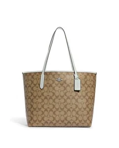 Bolso de mano COACH MUJER City en lona exclusiva, plateado/caqui/salvia clara - Imagen 1 de 4