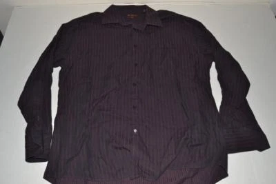 CAMISA DE VESTIR BEN SHERMAN PÚRPURA AZUL MARINO A RAYAS BOLSILLO HOMBRE TALLA 17.5 34 35 Foto 1 de 4