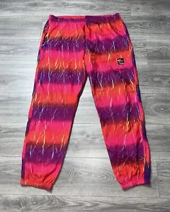 Surf Style Vtg 80s Track Pants Neon Pink Colorful Elastic Waist Pockets Mens XL - Picture 1 of 20