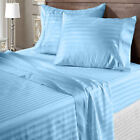 US Size Extra Deep Pocket 1000 TC 100% Cotton Sky Blue Stripes Choose Bed Sheets