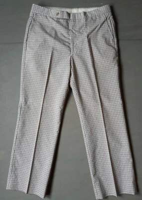Vintage Jaysport By Jaymar-Ruby Red/Tan/Blue Plaid Mens Golf Dress Pants 36x30 - Image 1 of 4